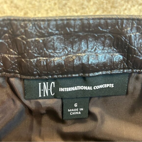 INC International Concepts Brown Reptile Embossed faux leather Pencil Skirt 6 - Picture 8 of 14